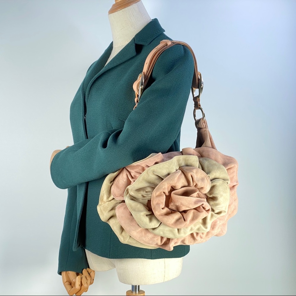 Authentic YSL Large Suede Nadja Hobo RARE 2-Tone